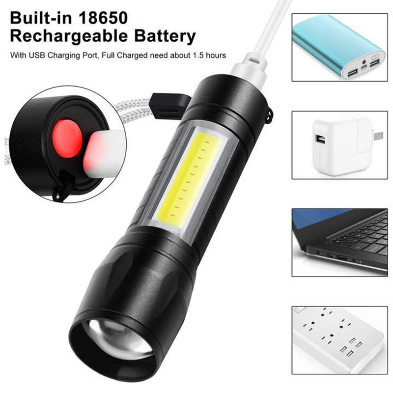 Ultra Bright Mini LED COB Rechargeable Flashlight