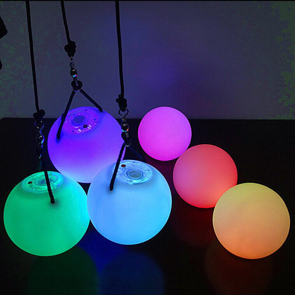 Colorful LED Exercise Ball, Custom LOGO Vinyl Luminous Swing Exercise Ball Juggling Balls for Sports F