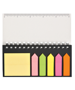5" x 2.25" Spiral Sticky Note Booklet with Clear PP Cover, Built-In Ruler, Colorful Page Flags & Self-Adhesive Memo Pads