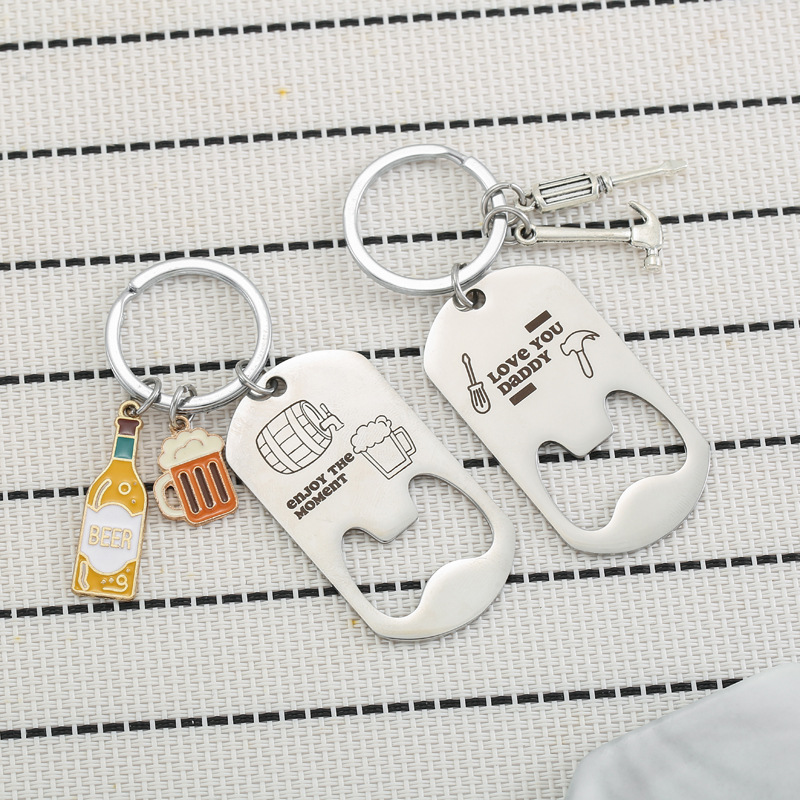 Custom Stainless Steel Bottle Opener Keychain With Mini Tool Charms & Split Ring for Daily Use
