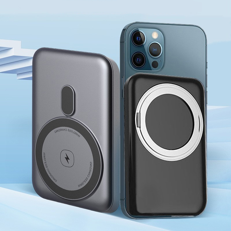 10000mAh Magnetic Wireless Power Bank with Foldable Ring Stand