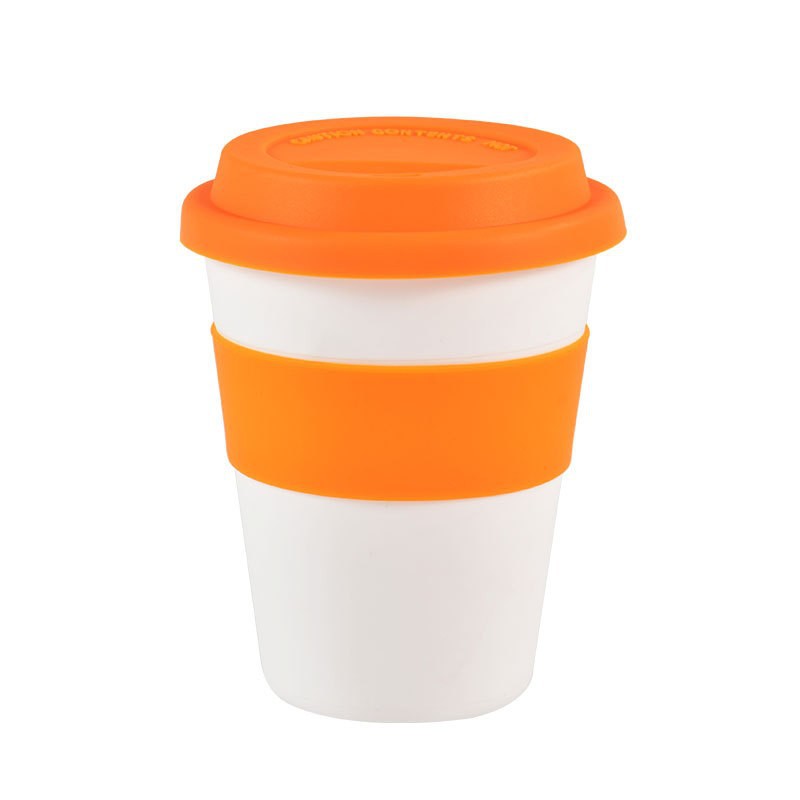 Reusable 14 oz Eco-Friendly PP Plastic Handheld Coffee Cups with Silicone Insulated Sleeve & Spill-Resistant Lid