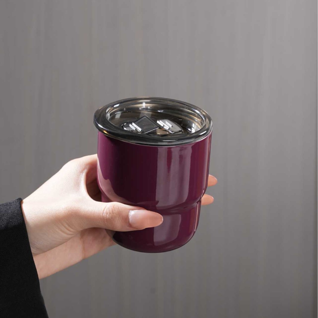 9 oz Double Wall 304 Stainless Steel Camping Coffee Cup with Lid, Durable Reusable Metal Cup for Camping & Events