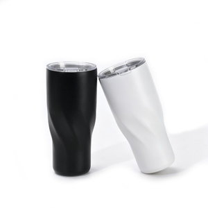 Portable 20oz Twisted Stainless Steel Double Wall Insulated Car Tumbler With Lid