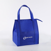 Custom Imprint Portable Recycled Non-Woven Insulated Cooler Grocery Tote Bag with Front Pocket, Zipper Closure and 20" Handles