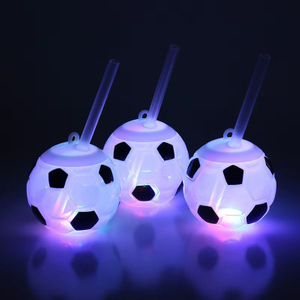 LED Light-Up Novelty Tumbler with Straw - Baseball, Football & Watermelon Shapes