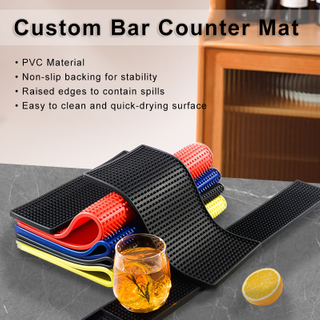 Custom PVC Bar Counter Mat with Non-Slip Backing - Durable Spill-Proof Drink Mat for Bars, Restaurants & Promotions