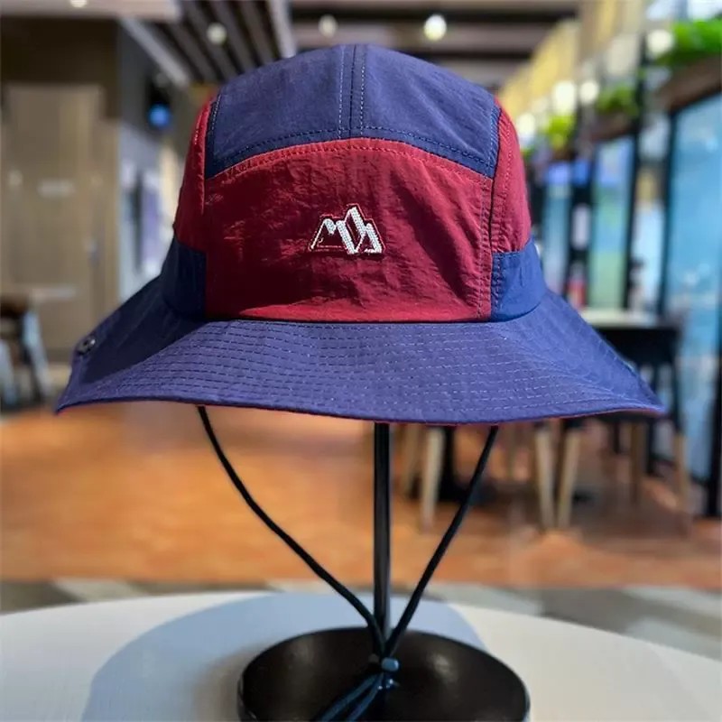 Lightweight Polyester Colorblock Bucket Hat - 7-Panel Design, Adjustable & Detachable Chin Strap, Snap Brim, Custom Embroidery