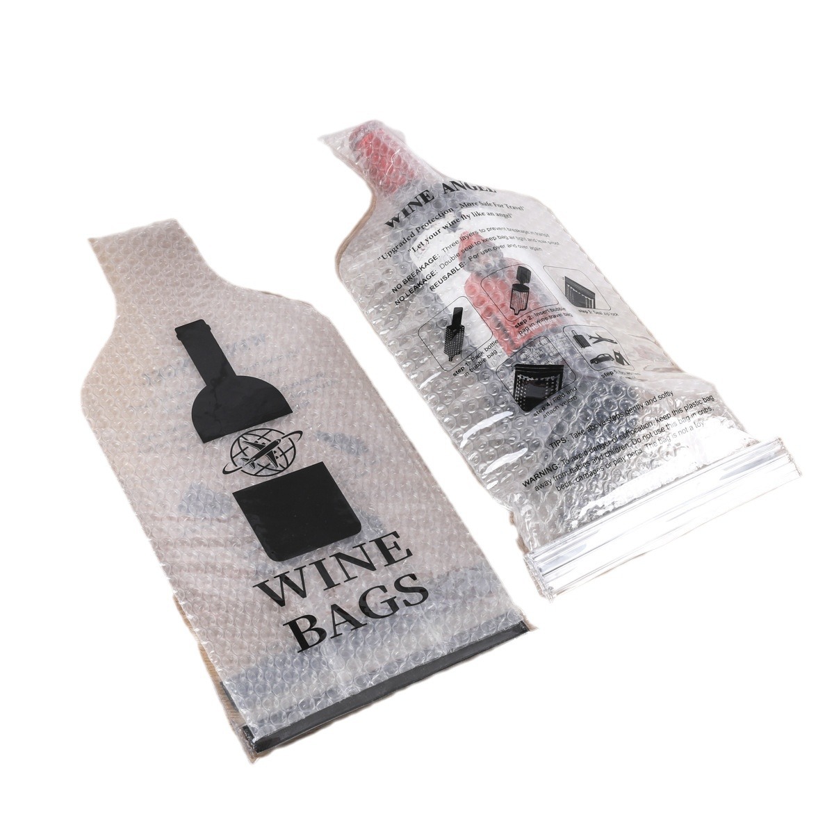 Custom Bubble Wrap Wine Bottle Sleeve with Self-Seal Adhesive - 18" x 7.25" Protective Wine Shipping Bag for Travel & Packaging