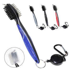 Premium Golf Club Cleaning Brush with Groove Cleaner Spike & Retractable Badge Reel & Carabiner