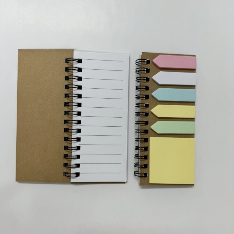 5" x 2.25" Spiral Sticky Note Booklet with Clear PP Cover, Built-In Ruler, Colorful Page Flags & Self-Adhesive Memo Pads