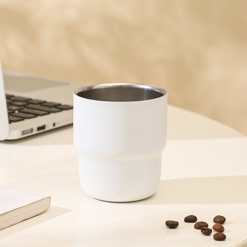 9 oz Double Wall 304 Stainless Steel Camping Coffee Cup with Lid, Durable Reusable Metal Cup for Camping & Events