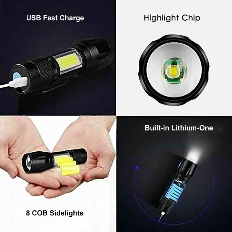 Ultra Bright Mini LED COB Rechargeable Flashlight