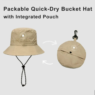 Packable Quick-Dry Bucket Hat with Integrated Pouch