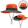 Outdoor UV Protection Bucket Hat with Mesh Ventilation & Adjustable Chin Strap - Polyester Sun Hat for Fishing, Hiking, Camping