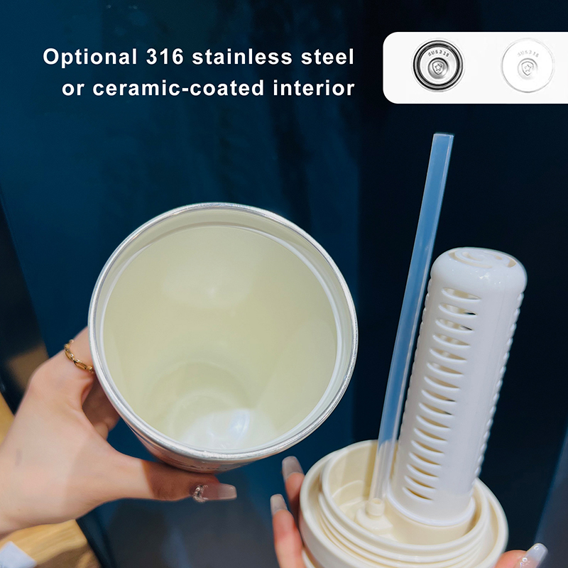 17.6 oz Double Wall Vacuum Insulated Stainless Steel Travel Mug with Tea Infuser, Dual Drinking Lid, Non-Slip 3D Textured Body