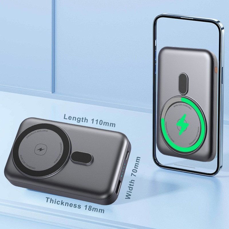 10000mAh Magnetic Wireless Power Bank with Foldable Ring Stand