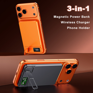 5000mAh Ultra-Thin Magnetic Wireless Power Bank with 15W Fast Charging, Adjustable Zinc Alloy Stand, & 20W USB-C Wired Charging