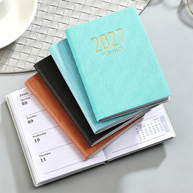 Portable 2027 Agenda Notebook Planner - A7 Size, 60 Sheets Pocket Notepad Daily Weekly Monthly Calendar Planner Mini Dairy Journal