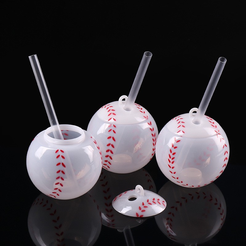 LED Light-Up Novelty Tumbler with Straw - Baseball, Football & Watermelon Shapes