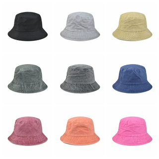 Washed Cotton Denim-Style Bucket Hat - Breathable, Durable Fabric, Structured Fit, Unisex Design,