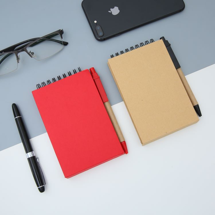 4" x 5.8" Self-Standing Bottom-Bound Spiral Memo Notebook with Sticky Flags & Pen -- Foldable Desktop To-Do List Organizer