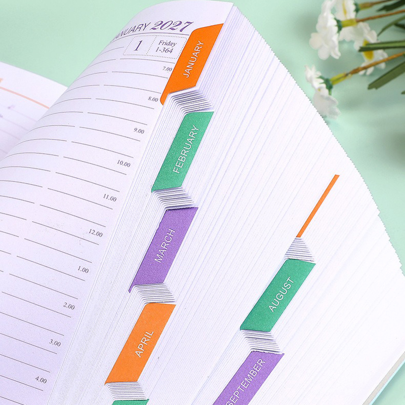 A5 Size 2027 Daily Planner Notebook Office Plan Household Organizer Time Management Writing Portable Book PU Leather 8.26x5.78inch