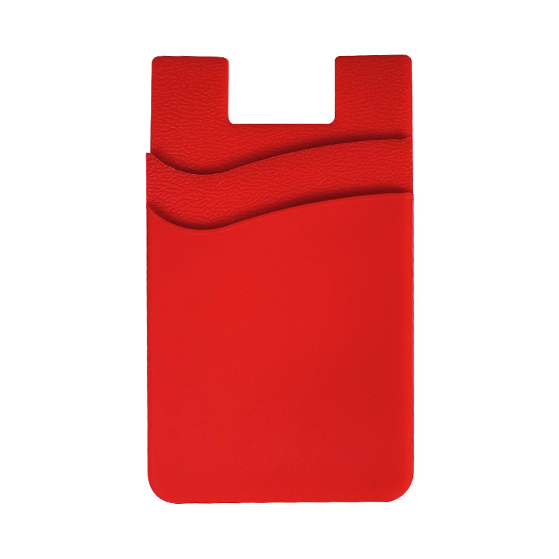 Double Pocket Silicone Phone Wallet Stick On Phone Card Holder for Back of Phone Case