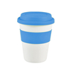 Reusable 14 oz Eco-Friendly PP Plastic Handheld Coffee Cups with Silicone Insulated Sleeve & Spill-Resistant Lid