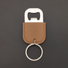 Custom Leather Wrapped Stainless Steel Bottle Opener Keychain with Split Ring, Custom Logo Promotional Beer Opener Keychain