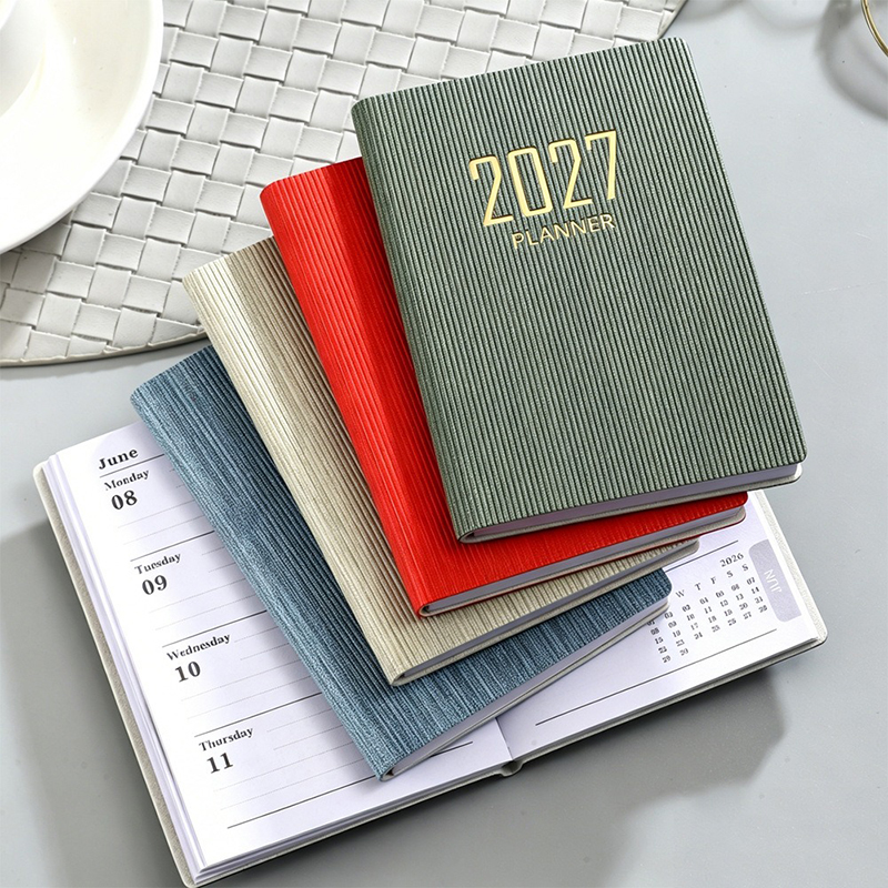 Portable 2027 Agenda Notebook Planner - A7 Size, 60 Sheets Pocket Notepad Daily Weekly Monthly Calendar Planner Mini Dairy Journal