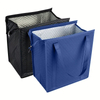 Custom Imprint Portable Recycled Non-Woven Insulated Cooler Grocery Tote Bag with Front Pocket, Zipper Closure and 20" Handles