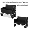 Foldable 2-in-1 Convertible Camping Wagon with Sofa Seat, Side-opening Design Outdoor Sofa Trolley Wagon.