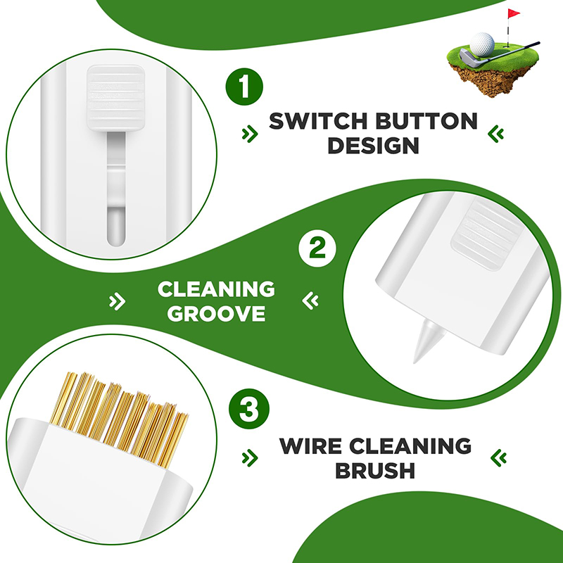 Compact Pocket 2-in-1 Golf Clean Brush with Groove Cleaner Spike