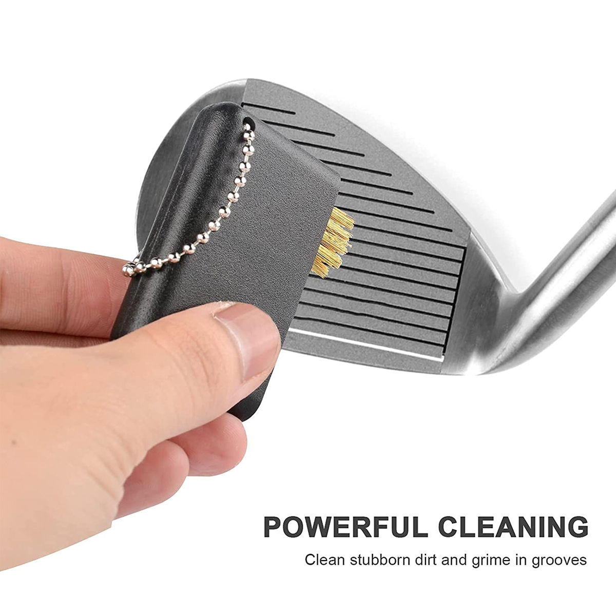 Compact Pocket Golf Clean Brush with Sharp Groove Cleaner Spike, and Brass & PP Dual Bristles, Size in 2.1" x 1.2".