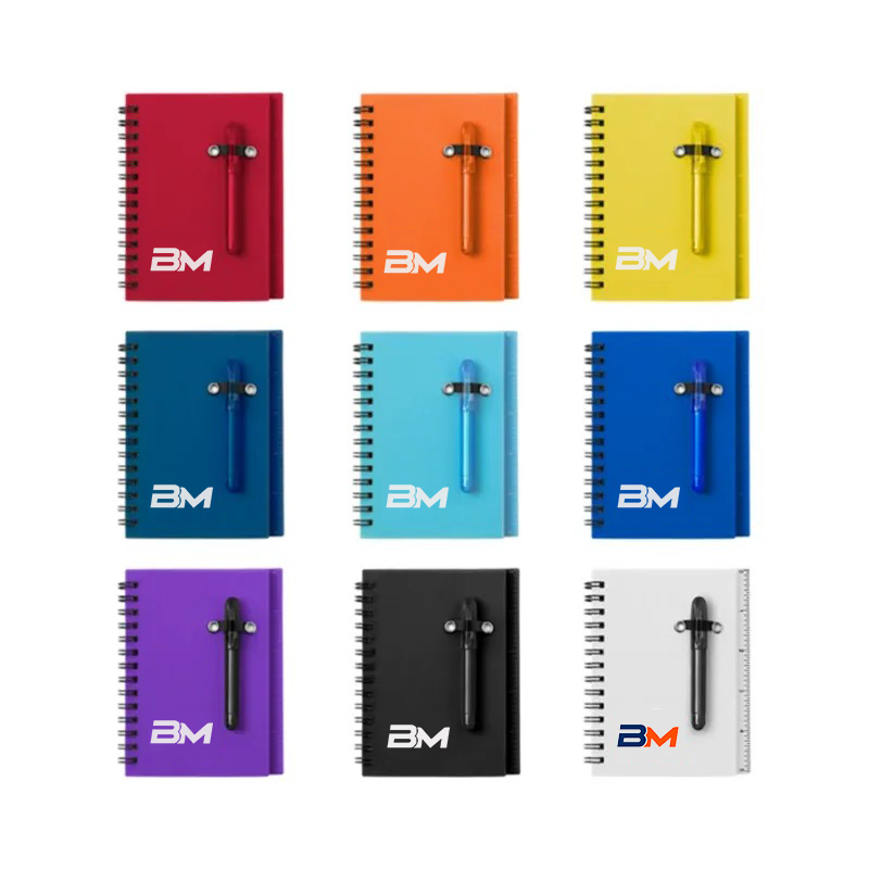 Compact PP Spiral Notebook with Pen, Sticky Notes & Ruler