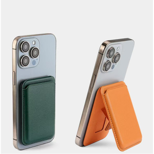 Magnetic Attached Leather Phone Stand with Wallet Pocket