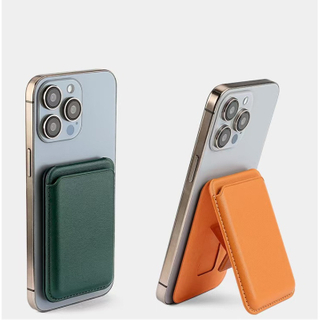Magnetic Attached Leather Phone Stand with Wallet Pocket
