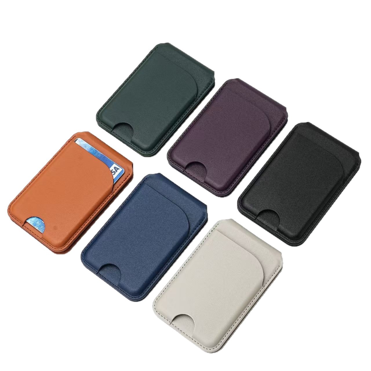 MagSafe Compatible Magnetic PU Leather Phone Wallet with Adjustable Stand, Detachable Phone Back Wallet with Multi-Angle Viewing