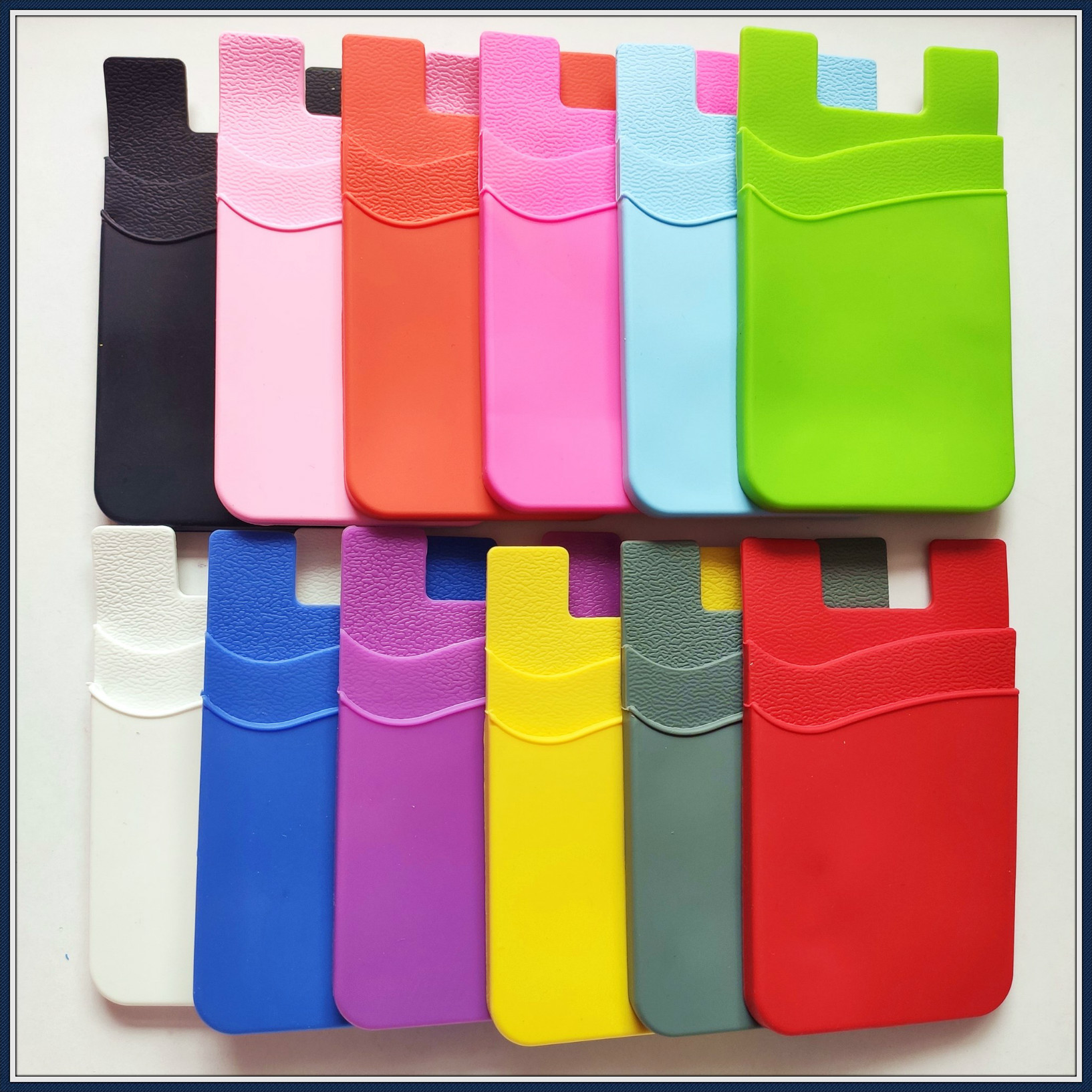 Double Pocket Silicone Phone Wallet Stick On Phone Card Holder for Back of Phone Case