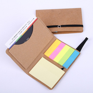 Custom Sticky Note Booklet with Elastic Closure, Self-Adhesive Memo Pad, Colorful Page Flags and Built-In Business Card Pocket