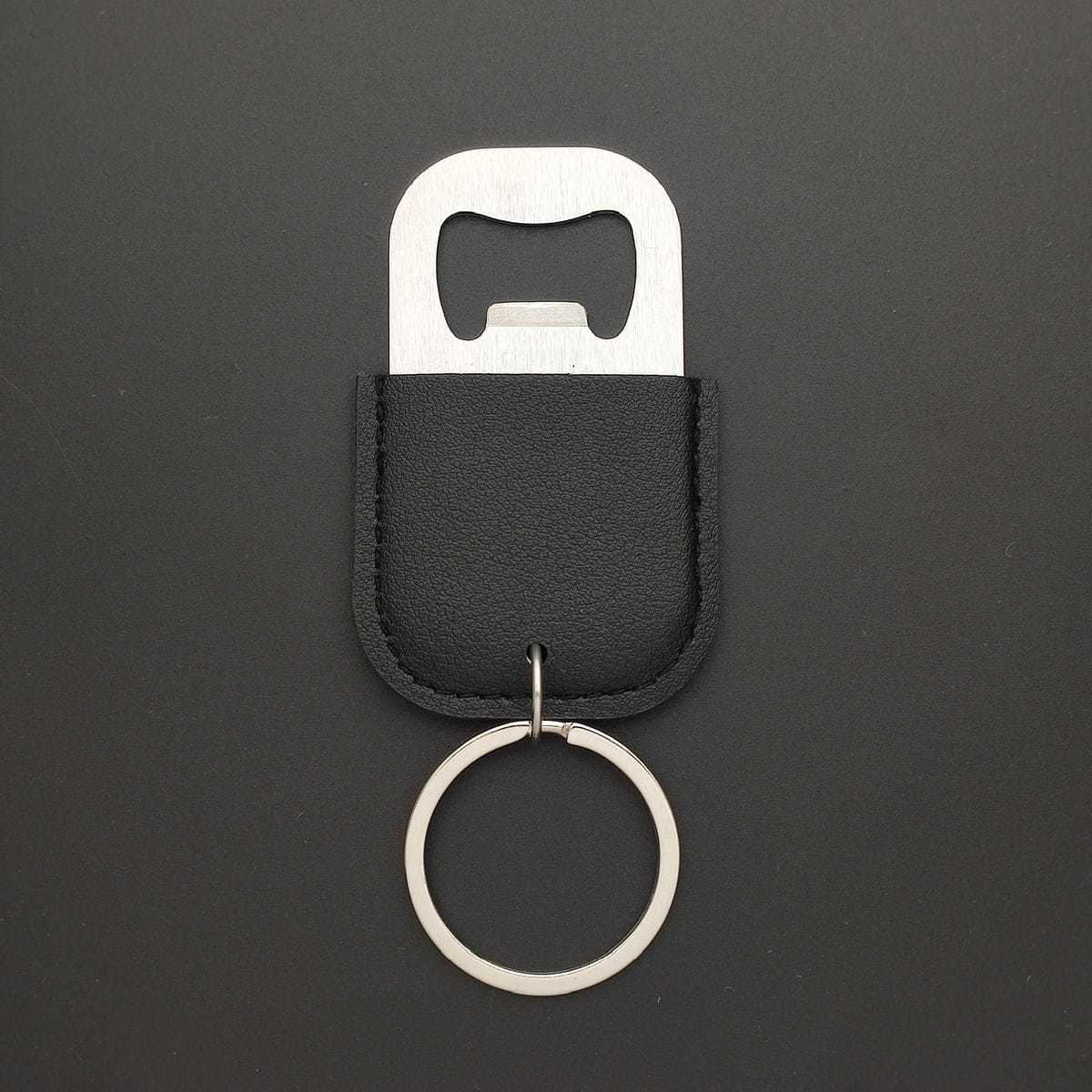 Custom Leather Wrapped Stainless Steel Bottle Opener Keychain with Split Ring, Custom Logo Promotional Beer Opener Keychain