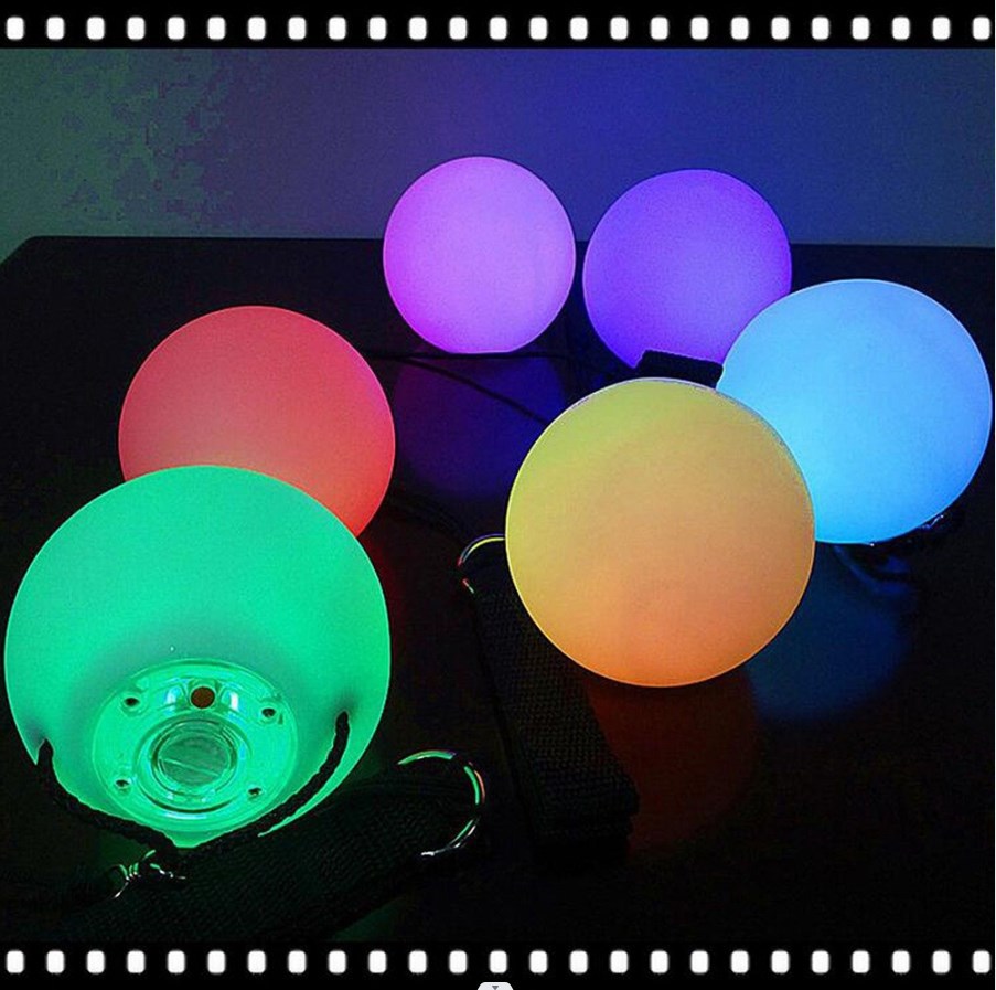 Colorful LED Exercise Ball, Custom LOGO Vinyl Luminous Swing Exercise Ball Juggling Balls for Sports F