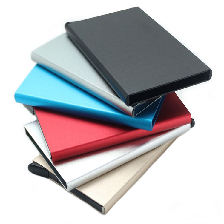 3.5 " x 1.7 " RFID Blocking Pop Up Aluminum Wallet Card Case Sleeve Small Credit Card Holder