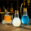 16 oz Reusable Light Bulb Cup with Straw & Metal Screw Lid, Clear Plastic Novelty Drink Cup for Cold Beverages, Parties, Events