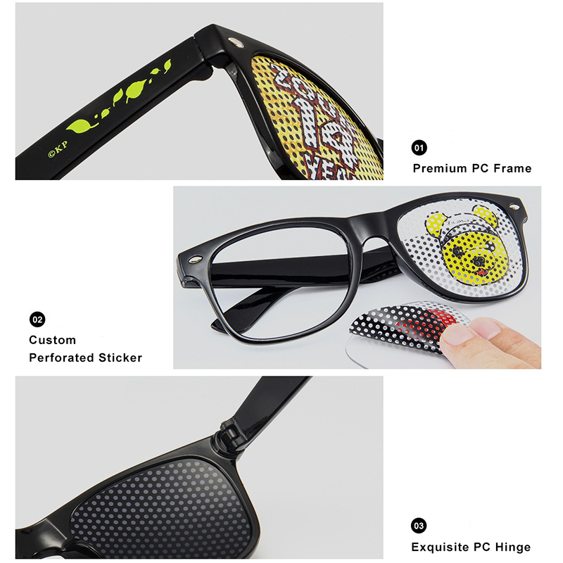 Full Color PC Pinhole Sunglasses with Perforated Stickers