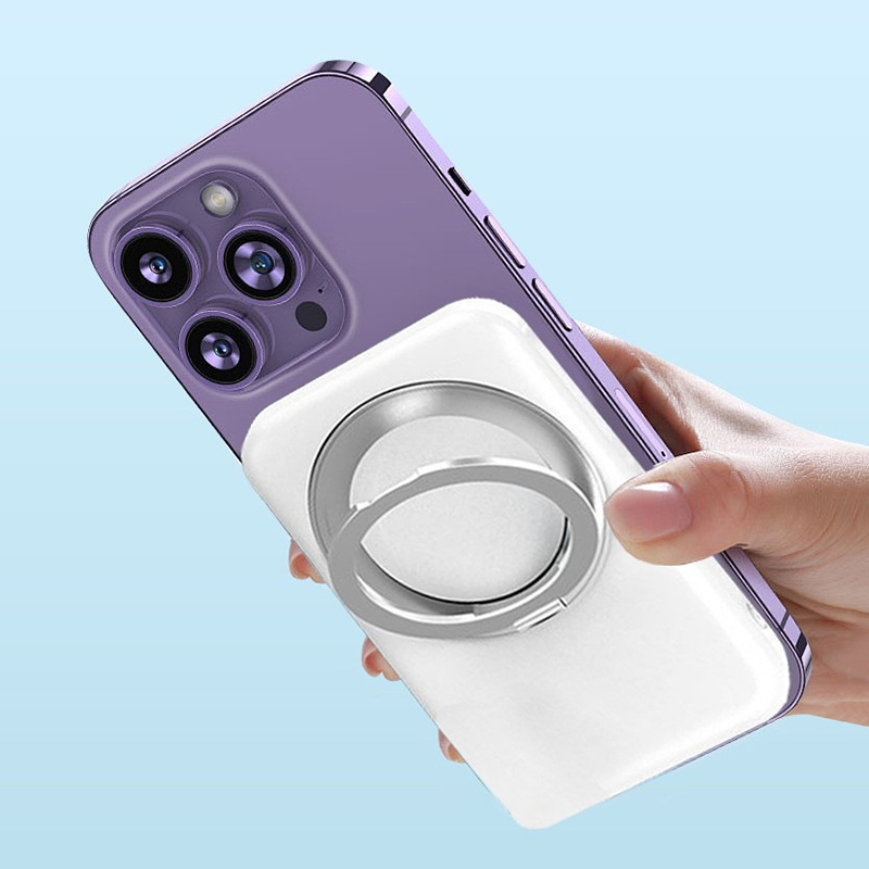 10000mAh Magnetic Wireless Power Bank with Foldable Ring Stand