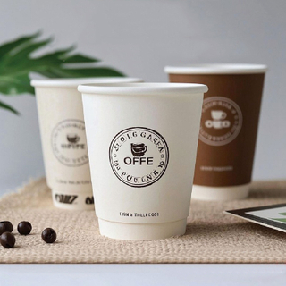 Custom 8oz, 12oz & 16oz Full Color Print Double Wall Paper Cups, PE Coated Double Layer Disposable Coffee Cups