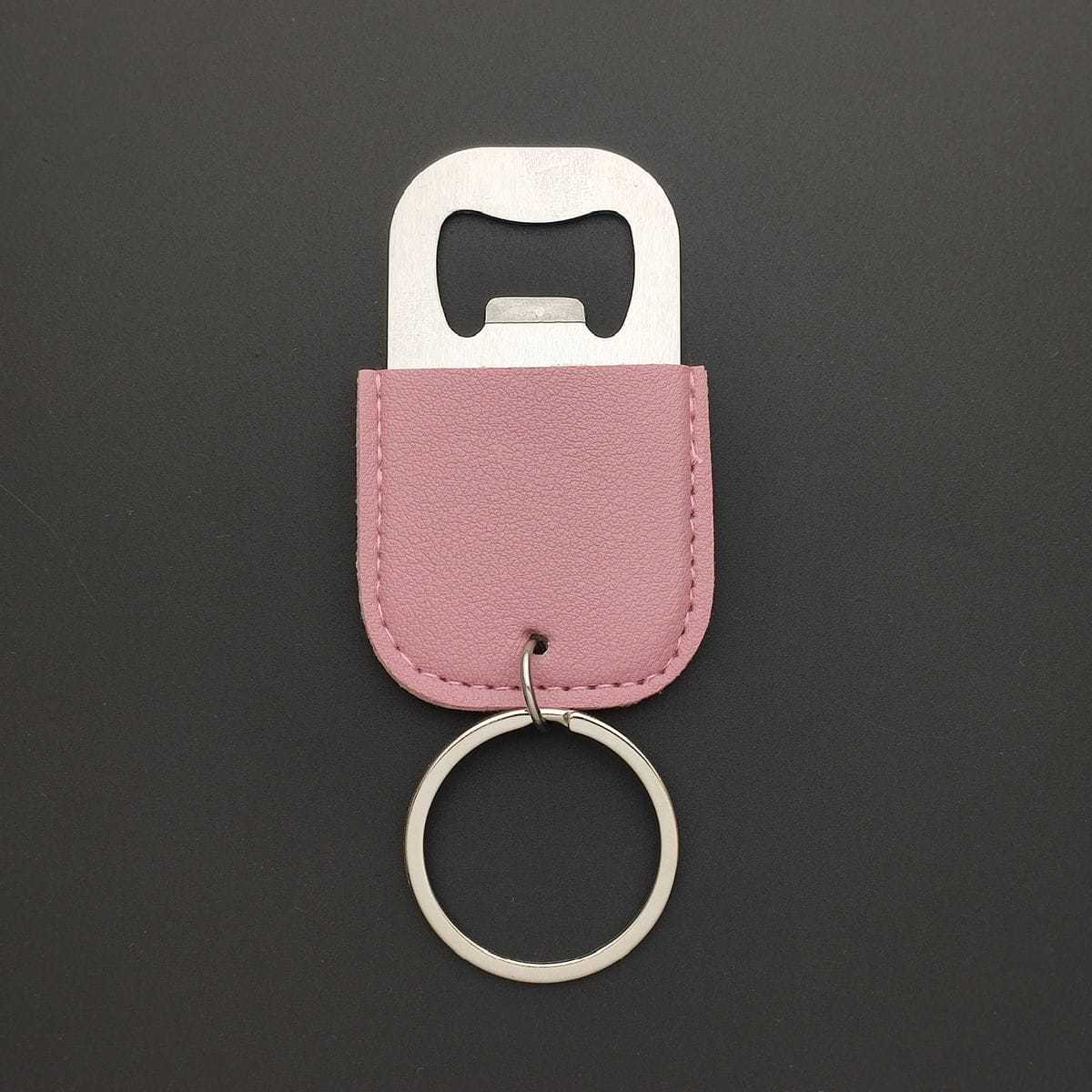 Custom Leather Wrapped Stainless Steel Bottle Opener Keychain with Split Ring, Custom Logo Promotional Beer Opener Keychain