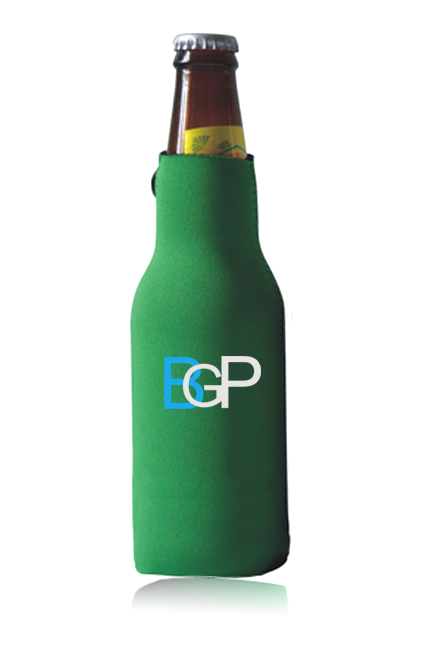 Promotional Zippered Bottle Cooler Holder With Sewn Bottom